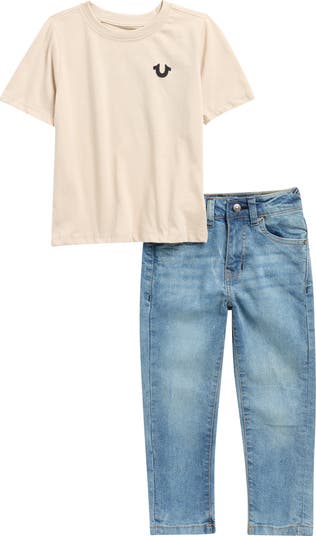 Kids' Flocked Logo Graphic T-Shirt & Jeans Set