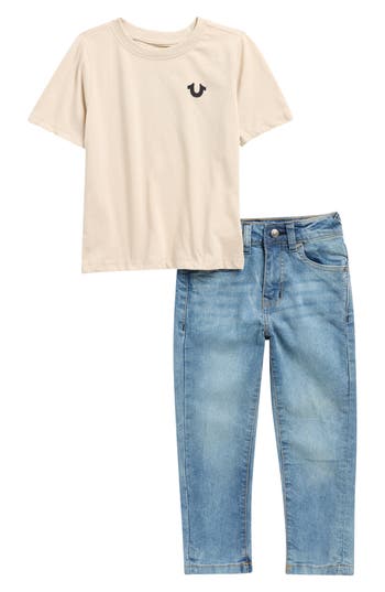 True Religion Horseshoe Graphic T-shirt & Jeans Set In Gray