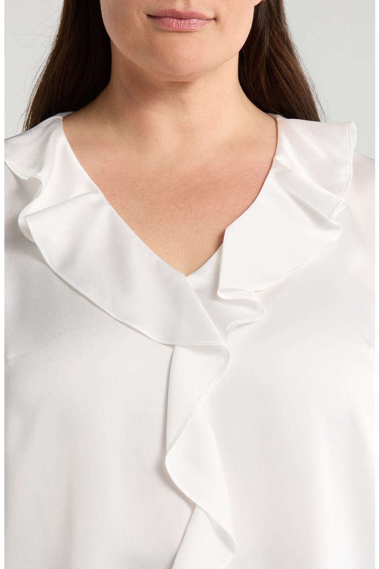 Ruffle Satin Top, Alternate, color, IVORY