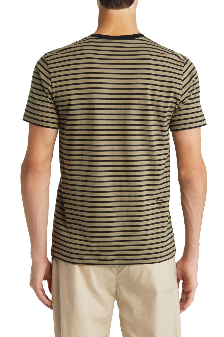 Stripe Crewneck T-Shirt, Alternate, color, KHAKI GREEN/ NOIR