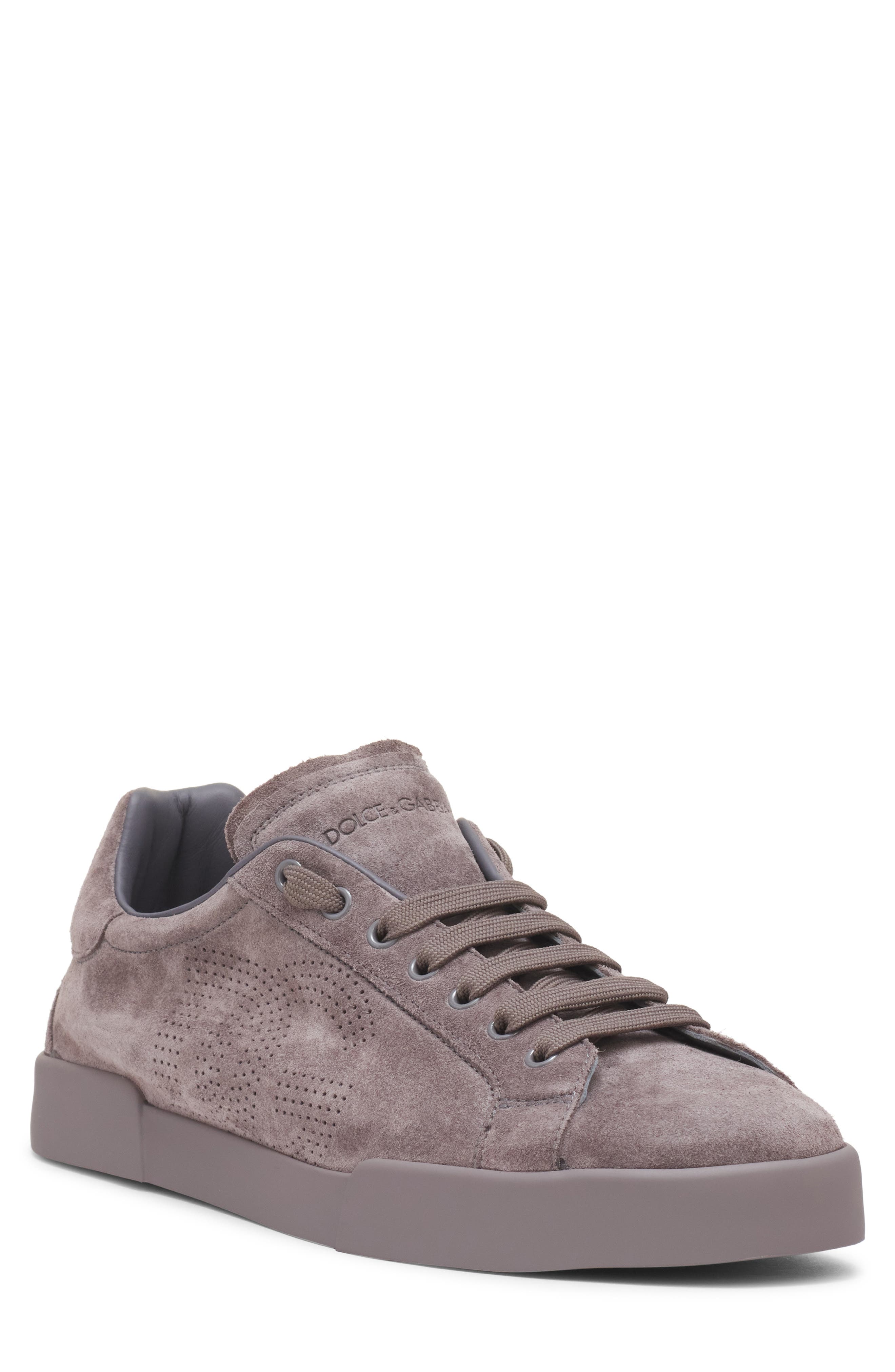 Dolce&Gabbana Perforated Logo Low Top Sneaker, Main, color, 80730-Grigio Piombo