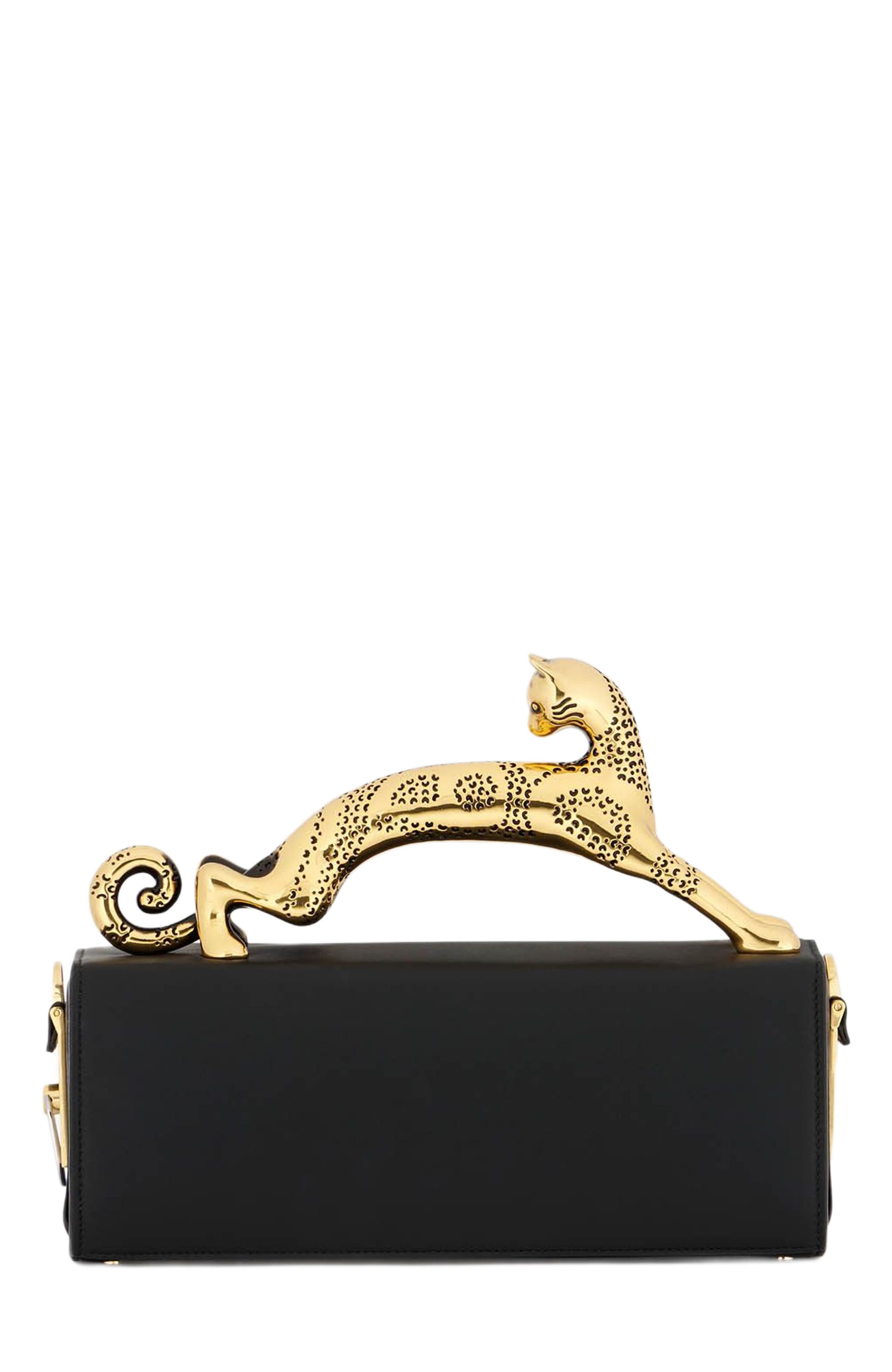 Lanvin Pencil Cat Bag In Box Calf, Alternate, color, Black