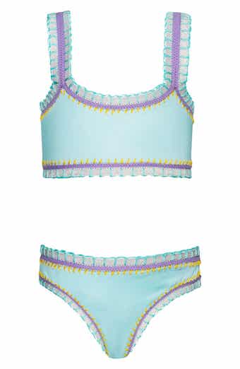 PQ SWIM Kids' Sporty Rainbow Embroidered Two-Piece Swimsuit
