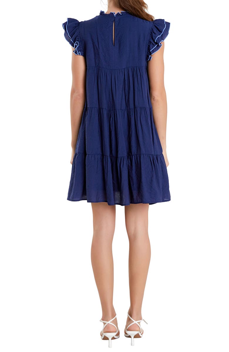 English Factory Contrast Merrow Stitch Babydoll Dress, Alternate, color, 