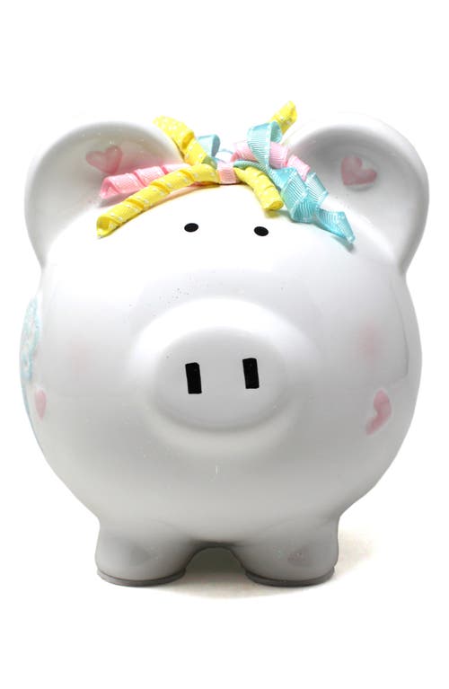Child To Cherish Unicorn Rainbow Ceramic Piggy Bank In White