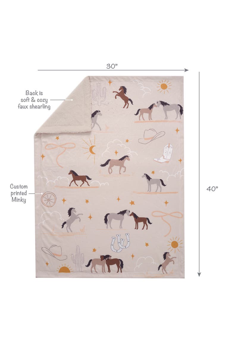 Country Western Cowboy/Cowgirl Soft Warm Fleece Baby Blanket, Alternate, color, Beige
