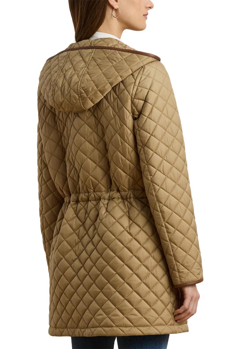 Logo Patch Quilted Coat, Alternate, color, BIRCH TAN