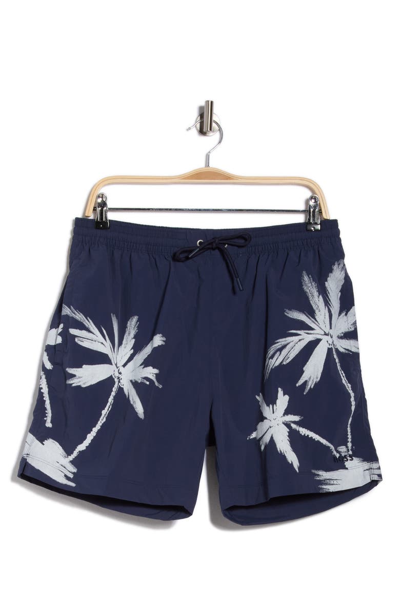 BOSS Rimi Swim Trunks, Main, color, Navy