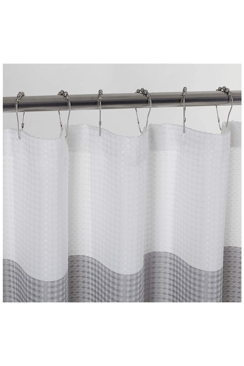 Shades Ombré Waffle Texture Shower Curtain, Alternate, color, GREY