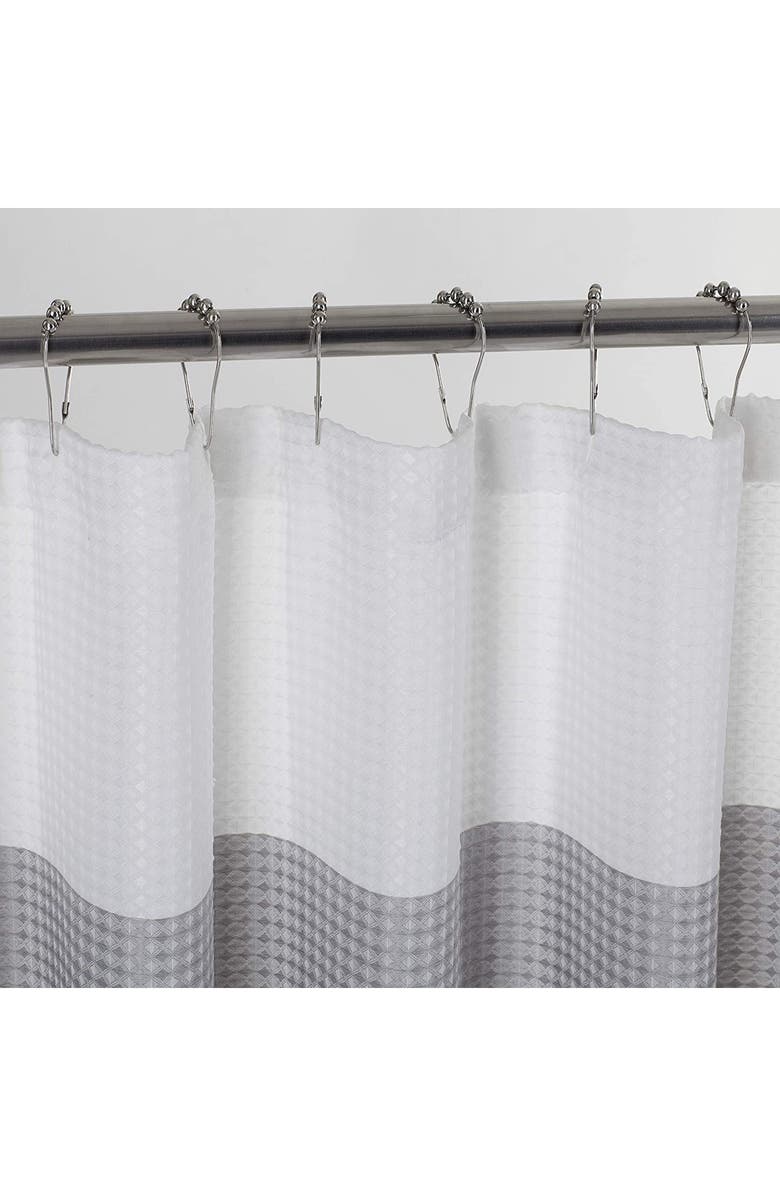DAINTY HOME Shades Ombré Waffle Texture Shower Curtain, Alternate, color, Grey