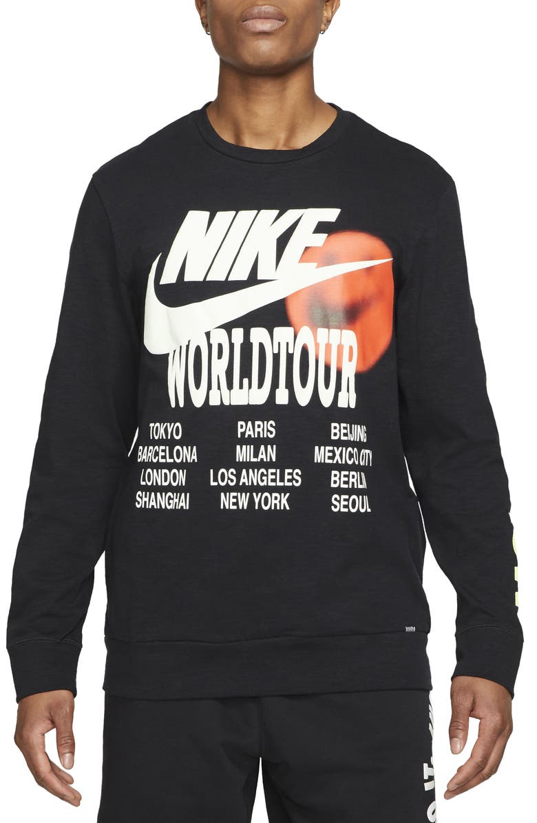 Nike Sportswear World Tour Long Sleeve Graphic Tee, Main, color, 