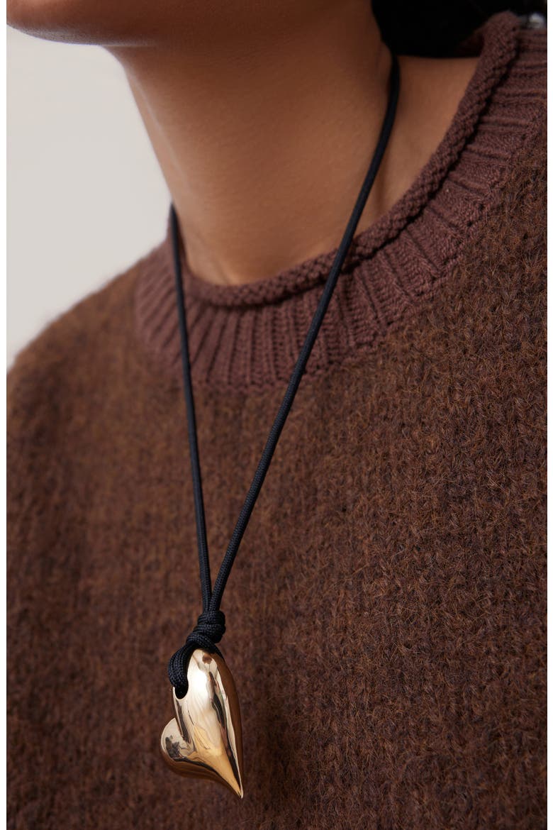 Art Heart on a String Necklace, Alternate, color, HIGH POLISH GOLD