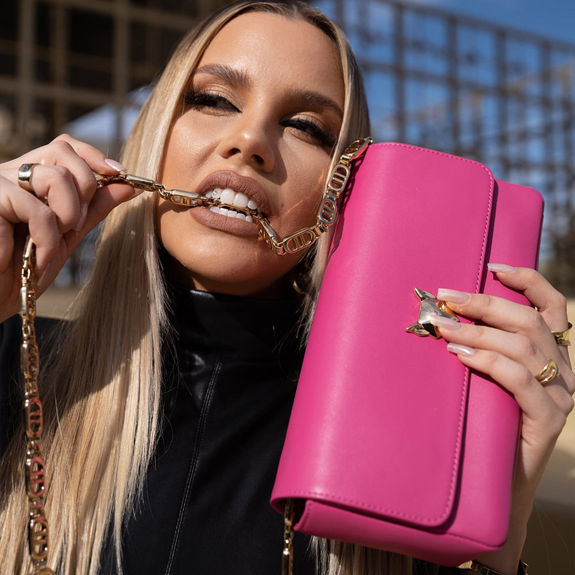 Michele Clutch Bag, Alternate, color, Pink