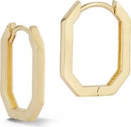 Ember Fine Jewelry 14k Gold Octagon Huggie Hoop Earrings