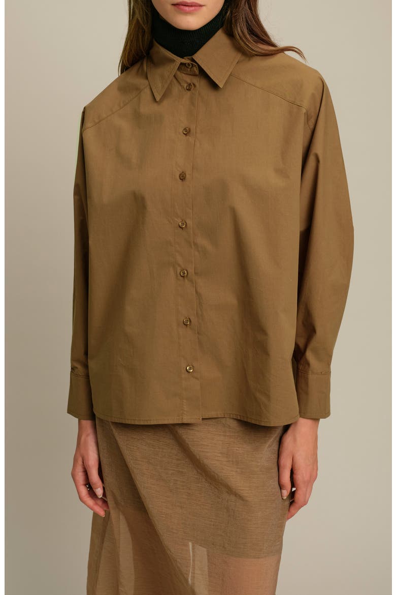 Howie Oversize Cotton Poplin Shirt, Main, color, CARAMEL