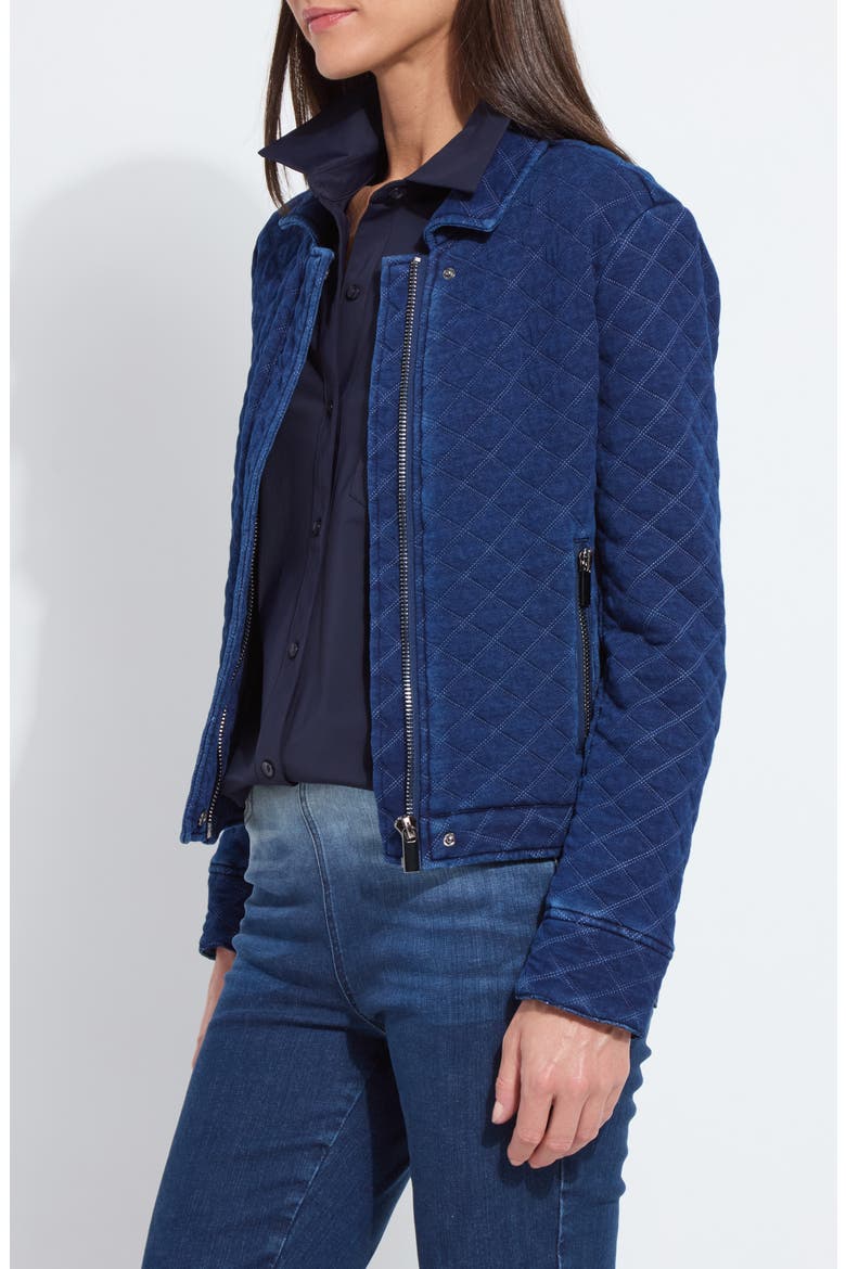 Elora Quilt Jacquard Knit Jacket, Alternate, color, INDIGO