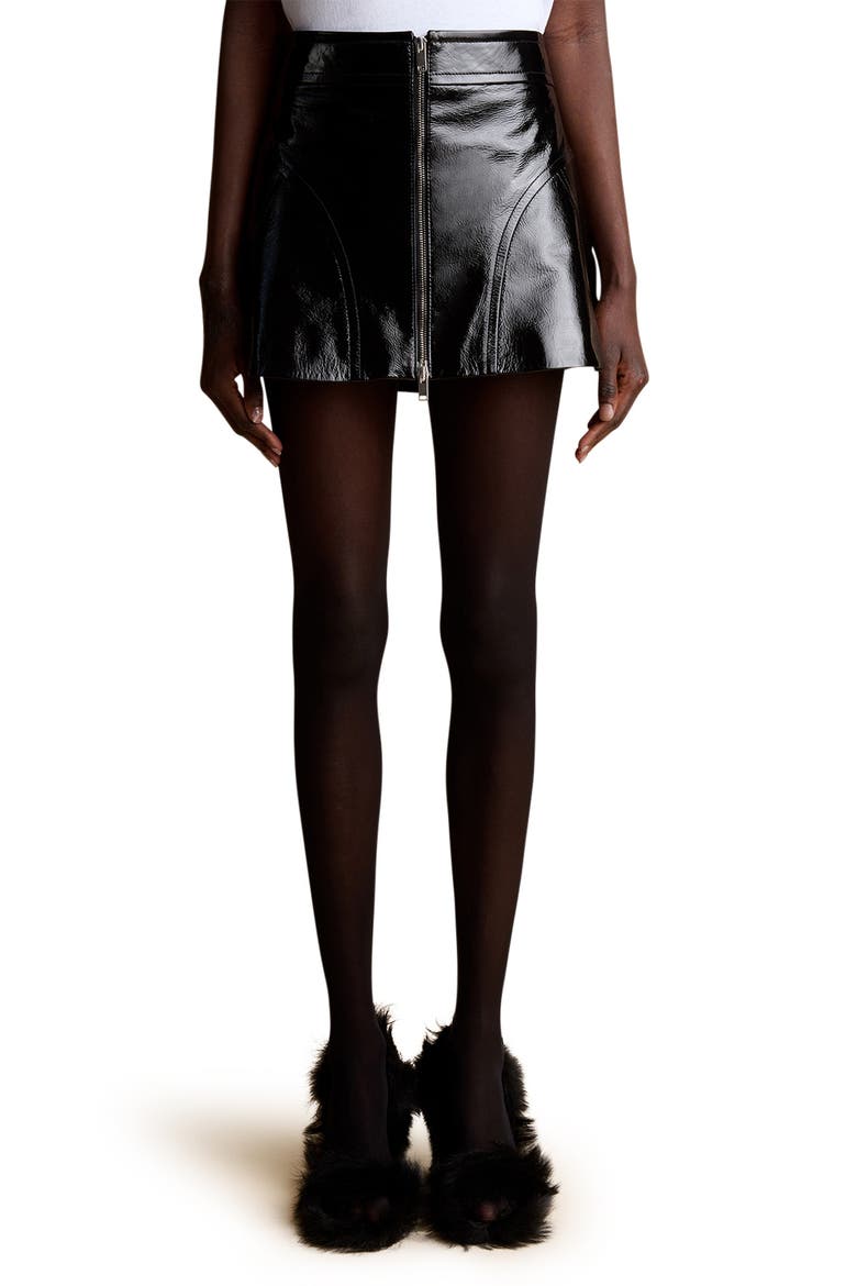 Keene Crackled Lambskin Miniskirt, Main, color, BLACK