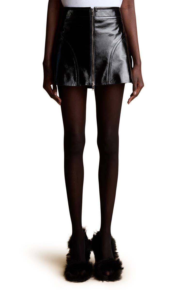Khaite Keene Crackled Lambskin Miniskirt, Main, color,