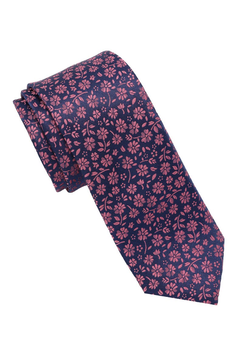 Floral Tie, Main, color, NAVY BERRY