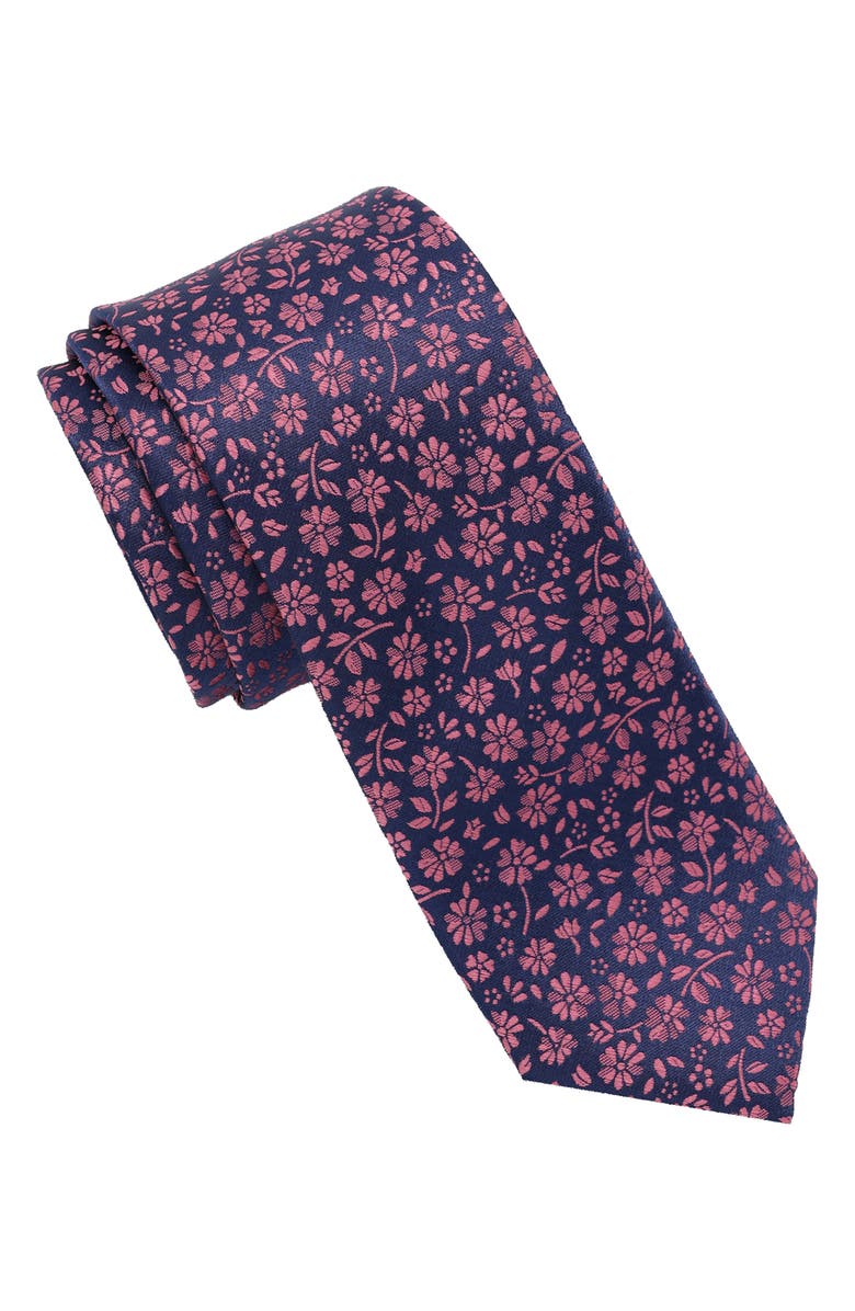 Ben Sherman Floral Tie, Main, color, Navy Berry