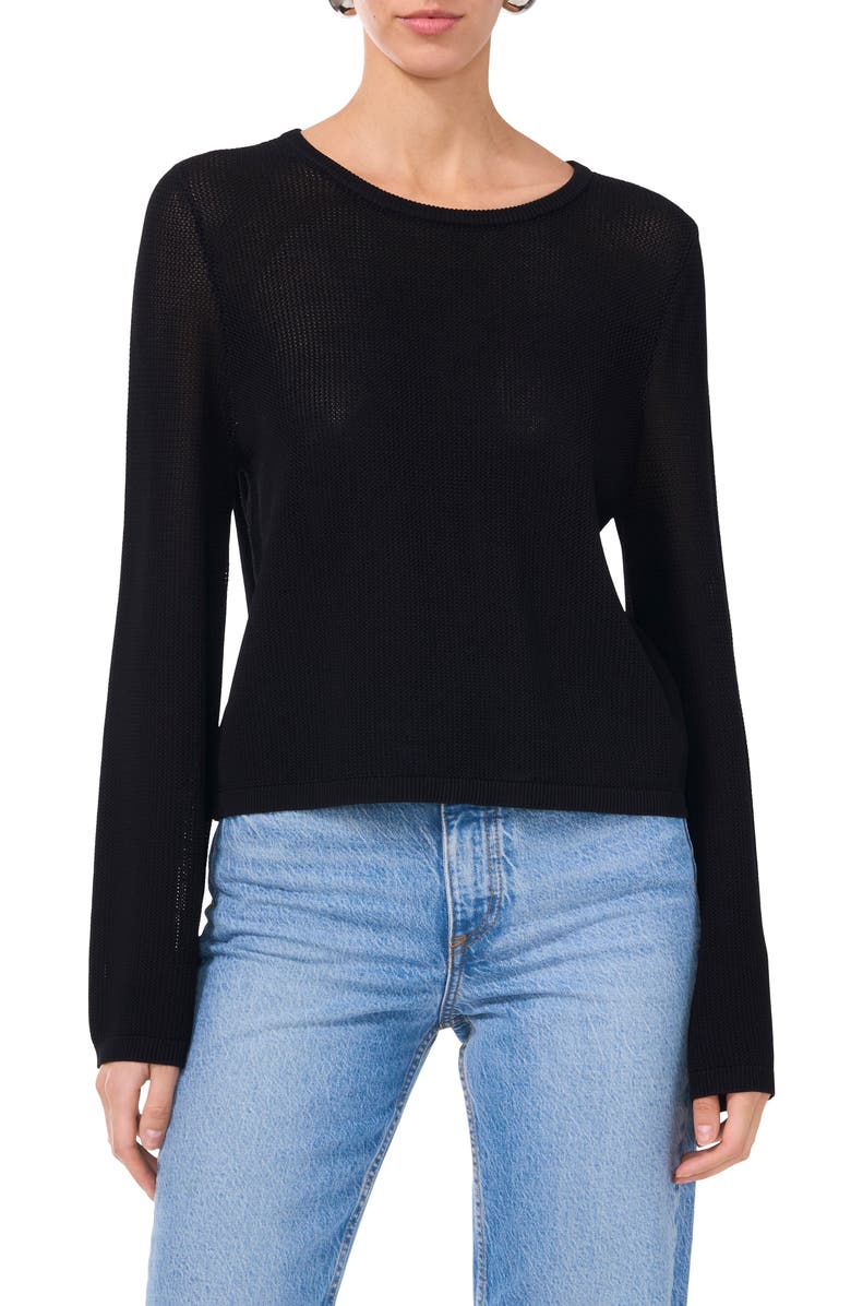 1.STATE Long Flare Sleeve Mesh Knit Top, Main, color,
