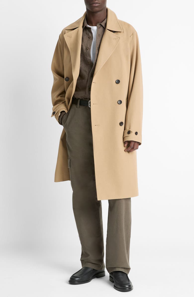 Vince Double Breasted Trench Coat, Main, color, Light Beachwood