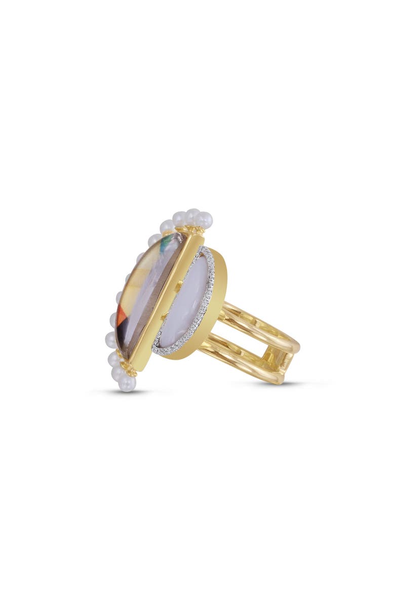 LuvMyJewelry My Colorful legacy Moonstone Gemstone Diamond Pearl Y Gold Plated Silver Ring, Alternate, color, 
