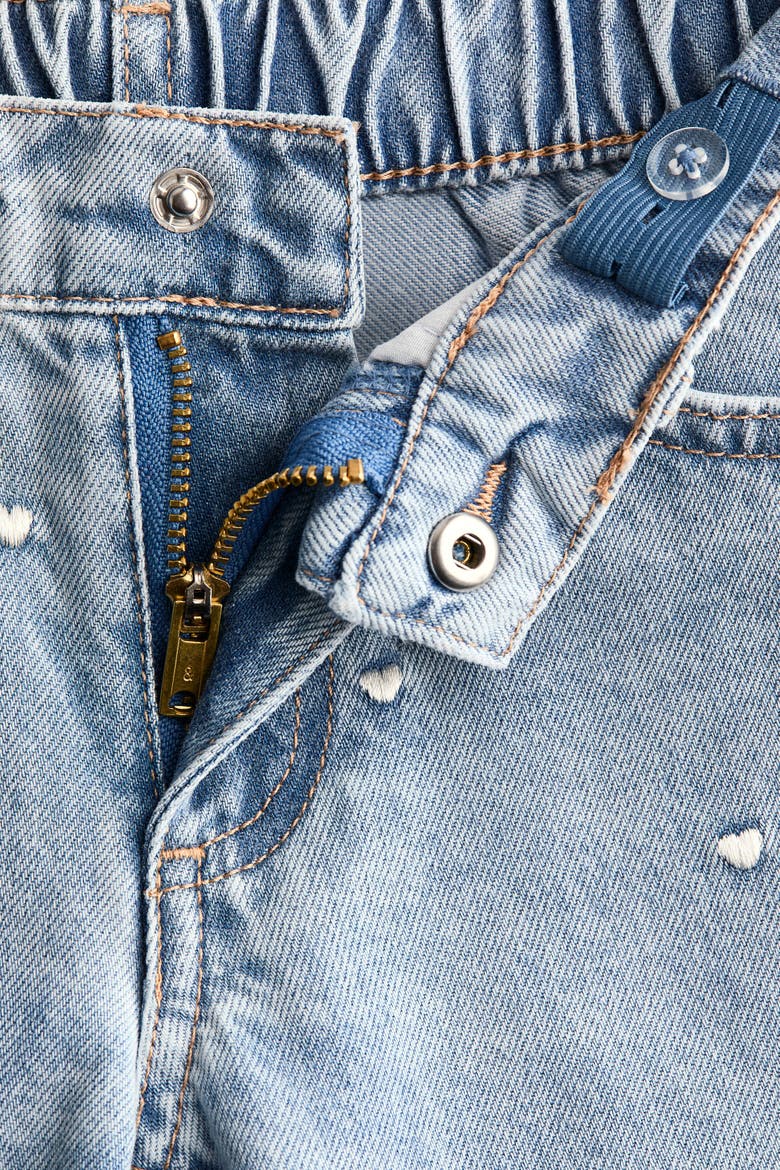 Motif-detail Wide Leg Jeans, Alternate, color, Light denim blue/hearts