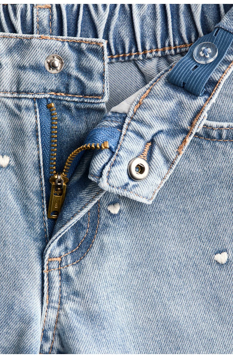 H&M Motif-detail Wide Leg Jeans, Alternate, color, Light Denim Blue/Hearts
