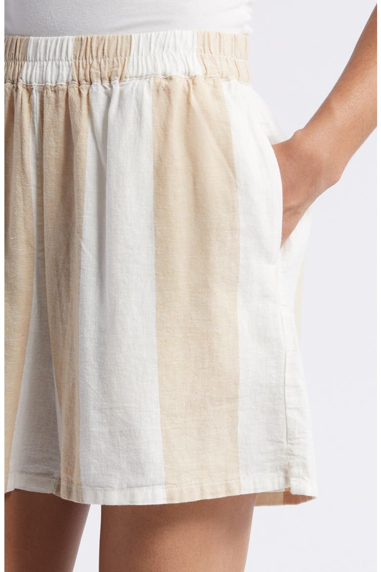 Kelis Stripe Linen & Cotton Shorts, Alternate, color, SAHARA SAND