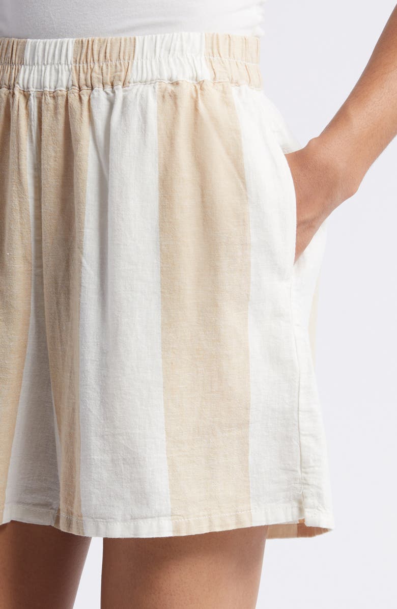 beachlunchlounge Kelis Stripe Linen & Cotton Shorts, Alternate, color,