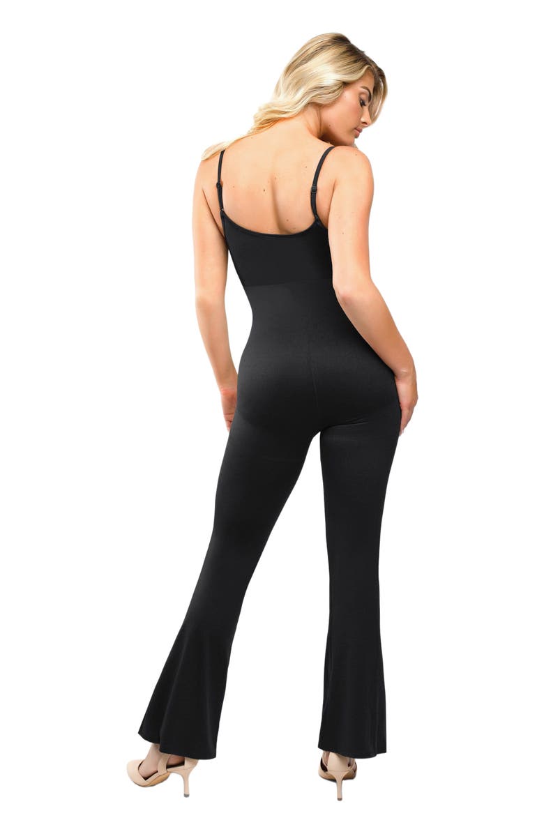 Popilush Shapewear Butt Lift Flare Leg Strappy Jumpsuit, Alternate, color, Midnight Black