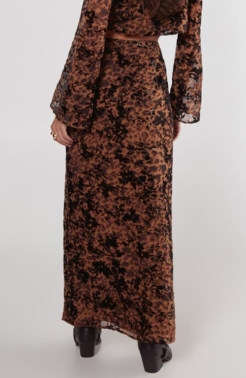 Nasty Gal Leopard Print Floral Devoré Maxi Skirt In Tan