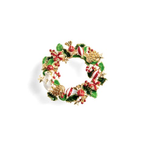 Christmas Mouse in the Wreath Brooch