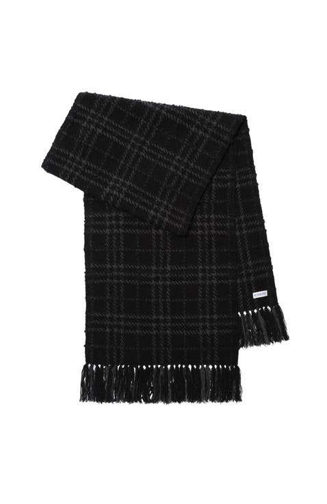 Embellished Check Bouclé Scarf