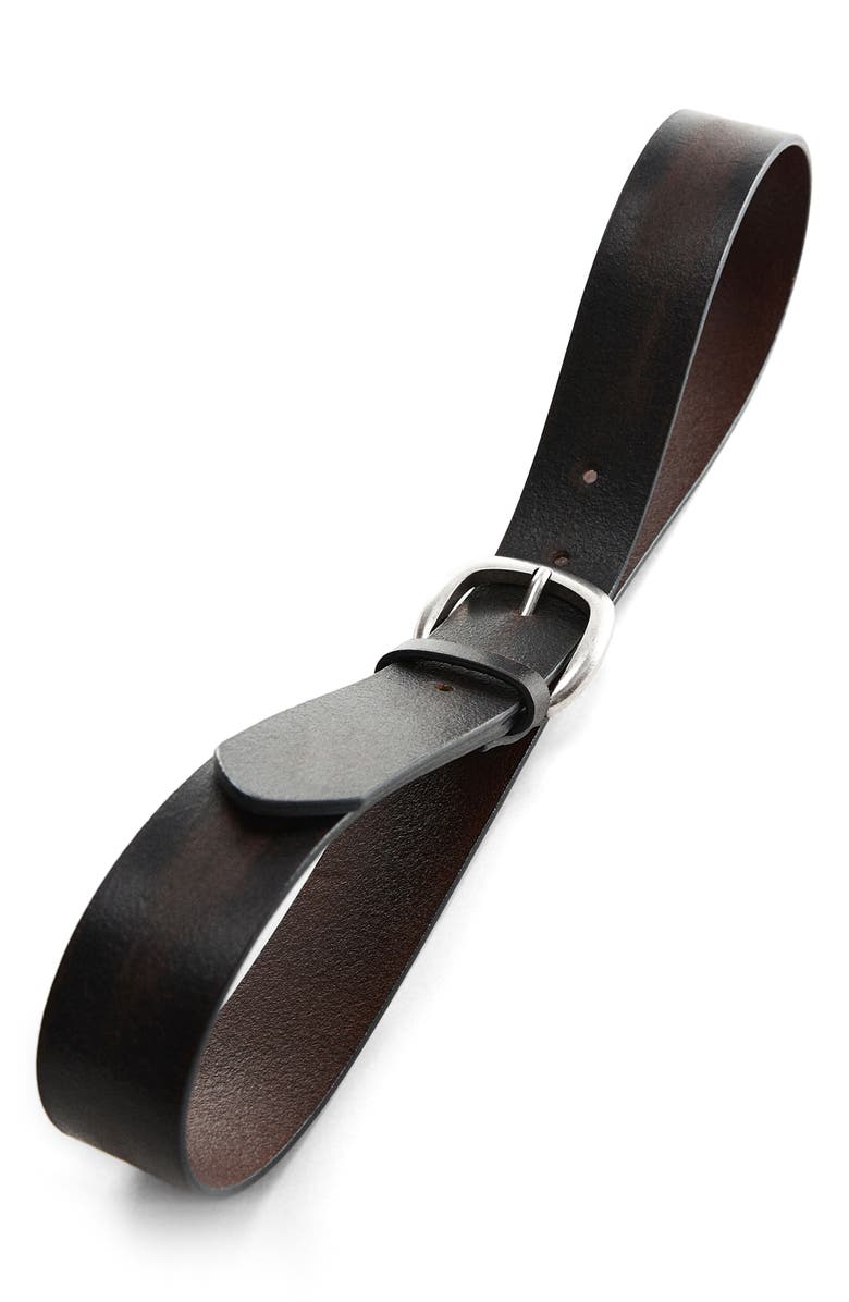 MANGO Square Buckle Leather Belt, Alternate, color,