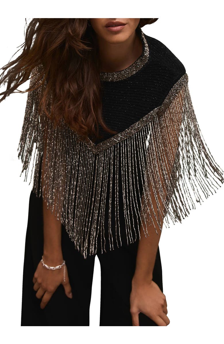 MINT VELVET Embellished Fringe Detail Top, Alternate, color, Black