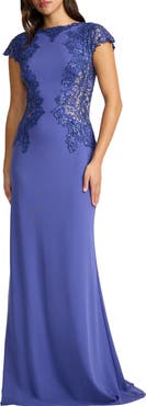 Tadashi Shoji Embroidered Detail Cotton Blend Body-Con Gown