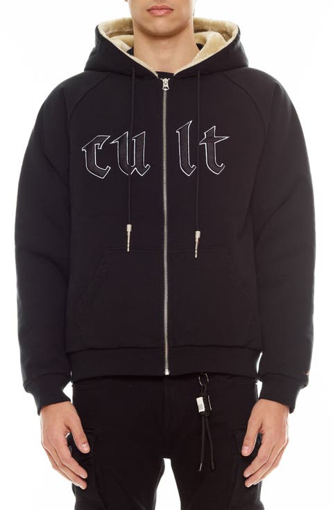 Embroidered Cotton Graphic Zip-Up Hoodie
