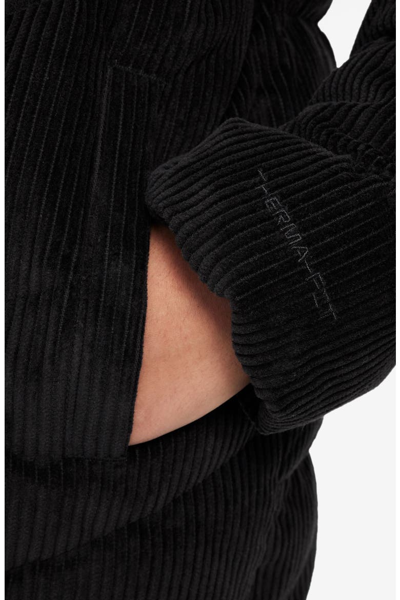 Kids' Swoosh Quilted Corduroy Puffer Jacket, Alternate, color, BLACK/ WHITE