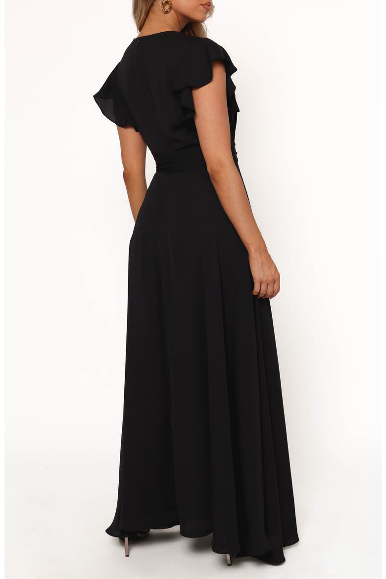 Maverick Flutter Sleeve Wrap Front Maxi Dress, Alternate, color, BLACK