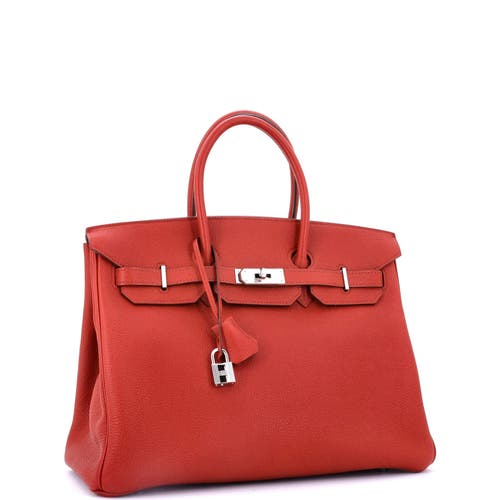 Pre-owned Hermes Hermes Birkin Handbag Red Togo With Palladium Hardware 35