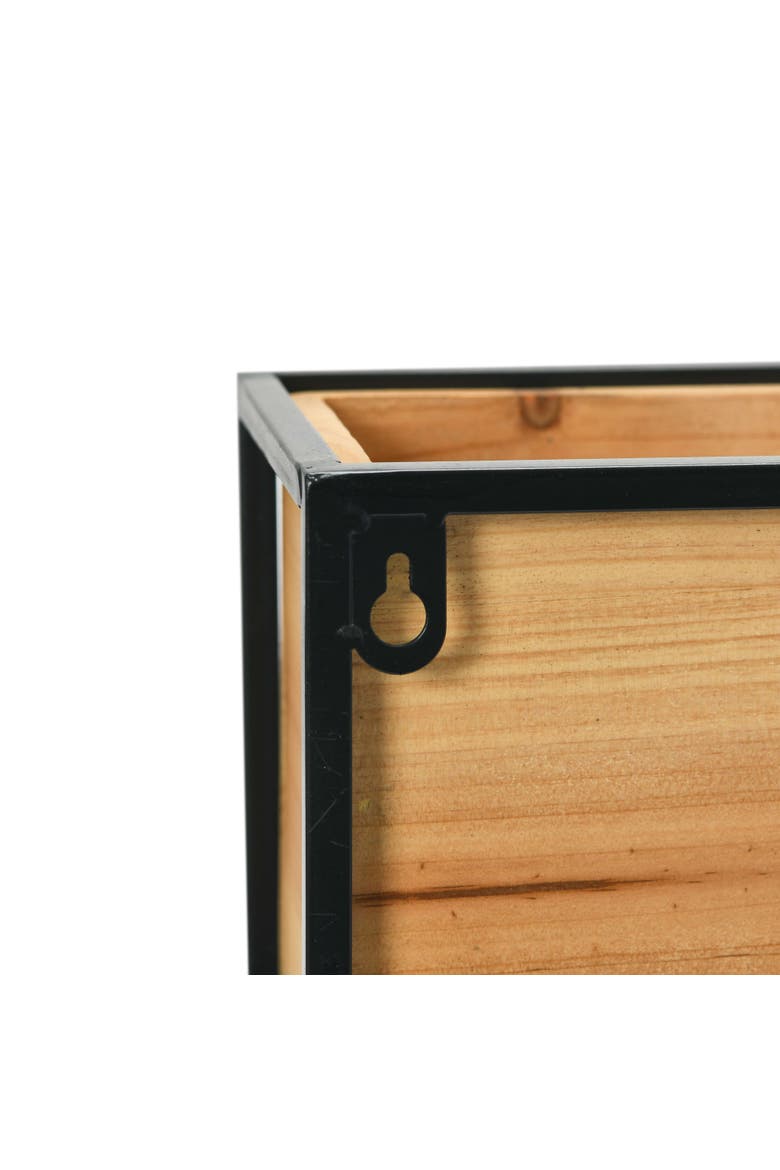 Metal Wall Shelf with Wood Box, Black, Alternate, color, Black