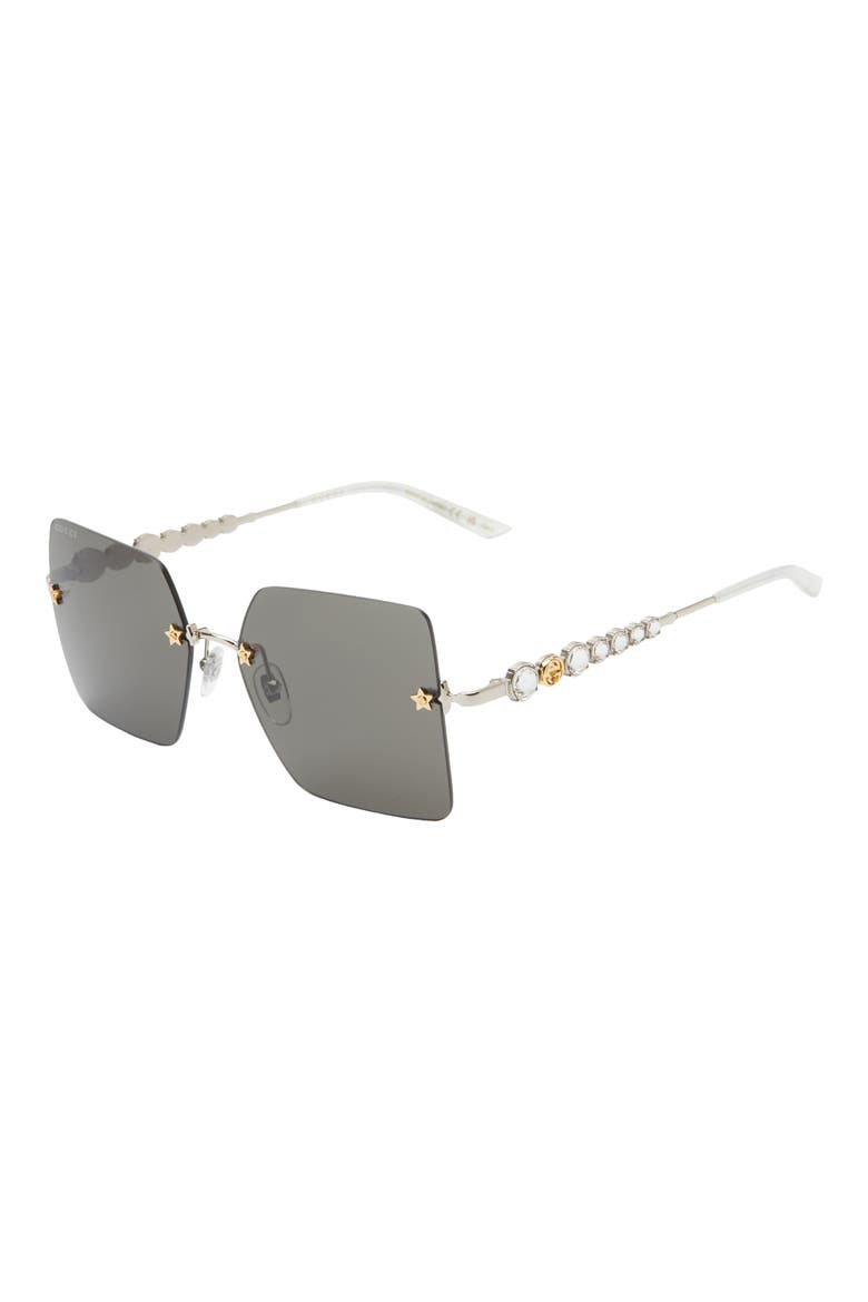 56mm Square Sunglasses, Alternate, color, SILVER SILVER GREY