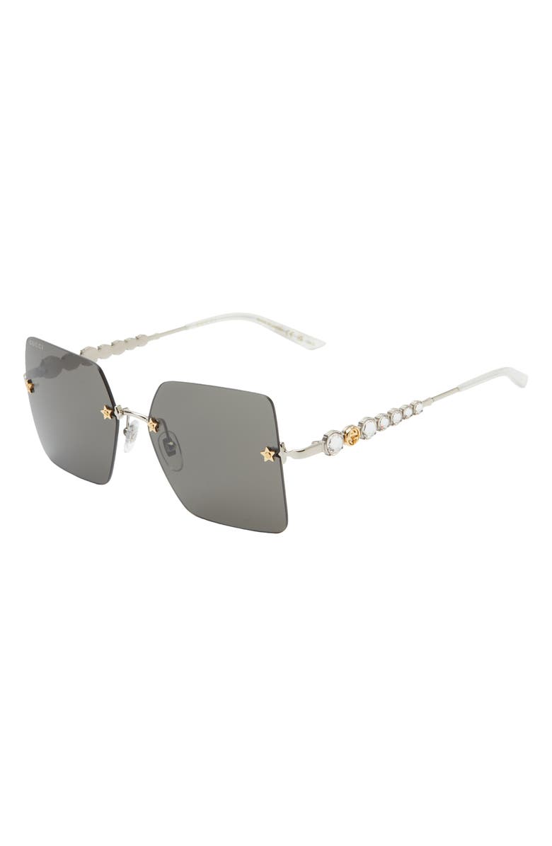 Gucci 56mm Square Sunglasses, Alternate, color, Silver Silver Grey