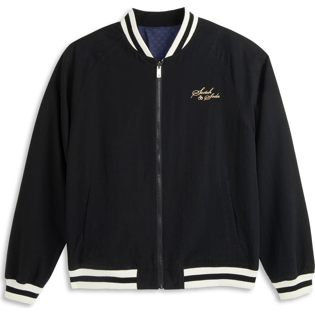 Scotch & Soda Reversible Bomber Jacket In Black