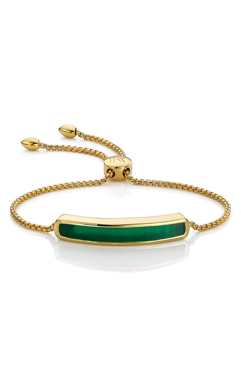 Monica Vinader Baja Stone Bracelet, Alternate, color, Yellow Gold/ Green Onyx