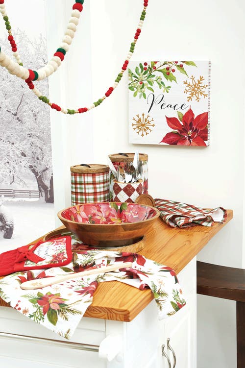 C & F Home C&f Home Poinsettia Placemats Set Of 6, 14" X 20" In Red