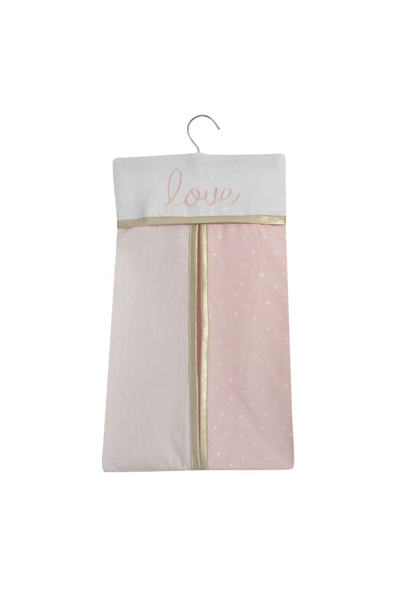 Baby Love Metallic Hearts, Stripes and Chevrons 4-Piece Nursery Crib Bedding Set, Alternate, color, Pink