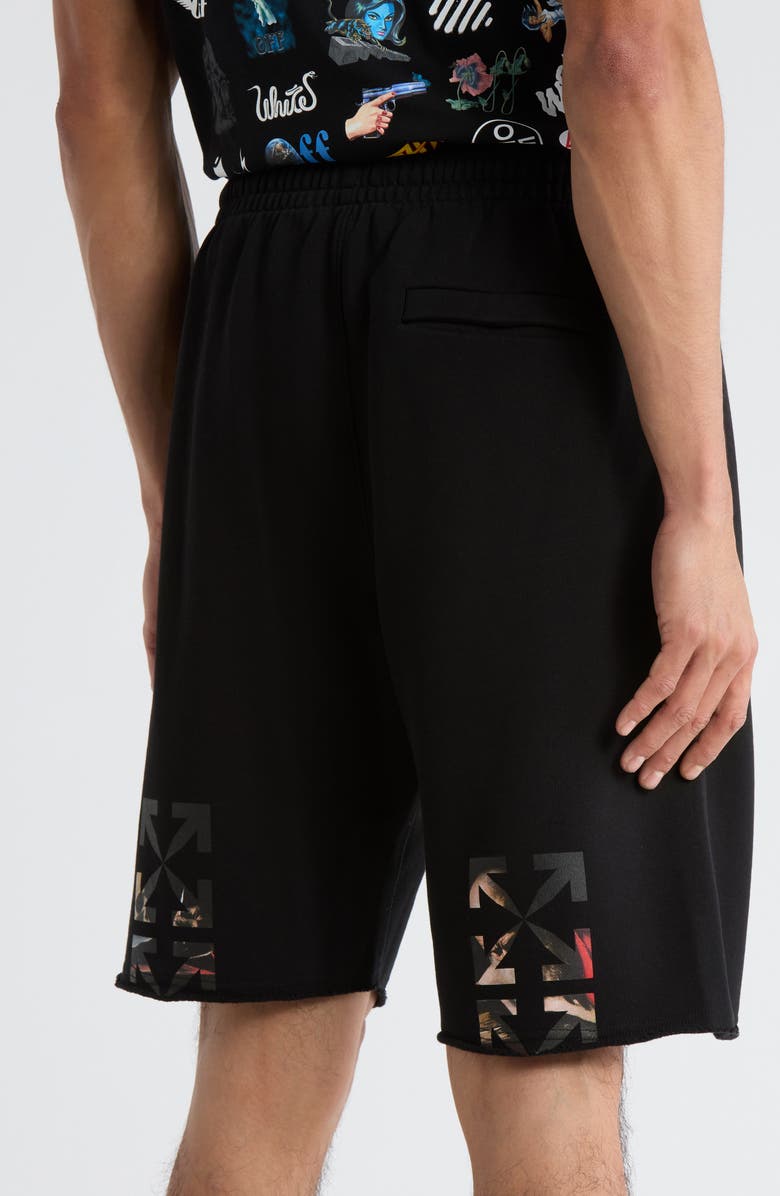 Off-White Caravag Paint Sweatshorts, Alternate, color, Black And White